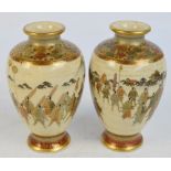 A pair of Japanese Meiji period Satsuma vases of baluster form,