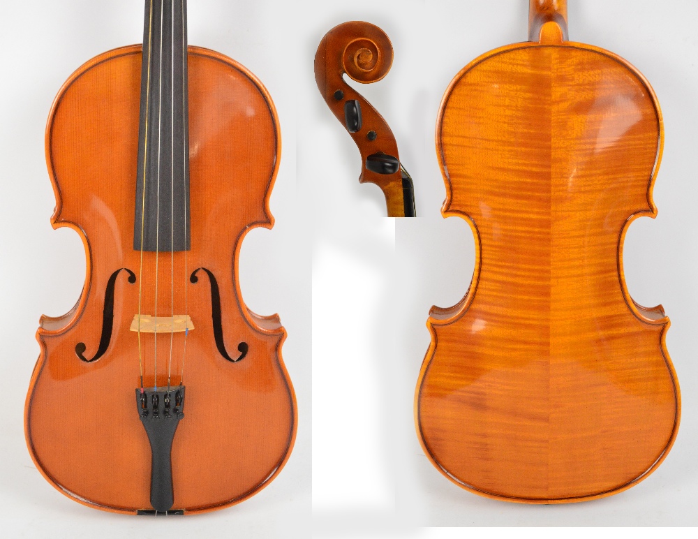 A modern full size German viola by Anton Clier, 1980, labelled to interior with two-piece back,