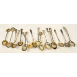 A quantity of hallmarked silver teaspoons including a set of five late Victorian coffee spoons,