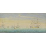 IRWIN (JOHN) BEVAN (1852-1940); watercolour, busy marine scene with numerous vessels, signed lower