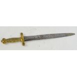 A 19th century French Gladius sword with brass ribbed grip, length 60cm.