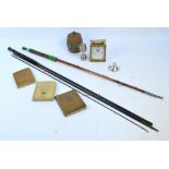 A small quantity of collectors' items comprising two split rods including a Greenheart example,