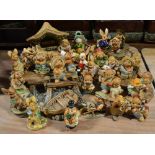 Thirty various Pendelfin figurines and figure groups and four bases.