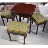 A 20th century small mahogany square side table on fluted legs,