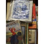 A large box containing Edwardian and Victorian newspapers, magazines, comics, paperback books etc.