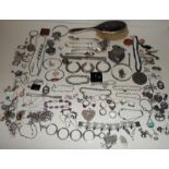 A large collection of mainly silver jewellery to include rings, bracelets,