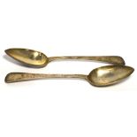 A pair of Victorian hallmarked silver table spoons, London 1854, approx combined 4.7ozt.