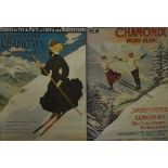 Two colour posters for the skiing resort of Chamonix Mont-Blanc,