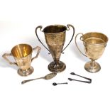 Three hallmarked silver trophies, one inscribed " Liverpool Amalgamation Seaforth Trophy",