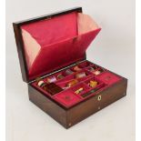 A late 19th century rosewood and mother of pearl inlaid workbox,