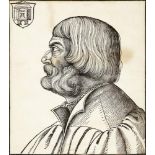 Schön Erhard ca. 1491 - 1542 "Portrait Albrecht Dürer". Holzschnitt.  Bildmasse 29.3 cm × 25.6 cm