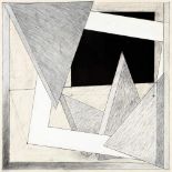 Chalk Martyn 1945 "Drawing on a square V". Mischtechnik auf Halbkarton. Verso Galerie-Etikette,