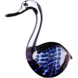 Zierfigur "Schwan" Cenedese Murano 60-er Jahre. Entwurf Antonio da Ros. Farbloses Glas mit violettem