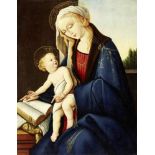 Anonym um 1800 "Madonna mit Kind - Botticelli". Oel auf Holz. Kleine Fehlstellen. Gerahmt. Bildmasse