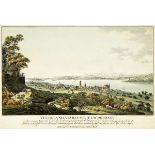 La Neuveville Um 1800. Altkolorierte Umriss-Radierung mit Legende. Gerahmt. Bildmasse 31 cm × 44 cm