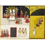 Indische Miniatur Nordindien antik. Farbpigmente auf Papier, gerahmt. Die Sri Nathji Zeremonie in