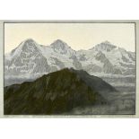 Wieland Hans Beat 1867 Mörschwil - 1945 Kriens "Eiger, Mönch und Jungfrau". Farblithografie auf