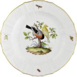 Zierteller "Vögel" Meissen Ende 19. Jh. Porzellanteller mit Oziermuster. Feine, polychrome Malerei