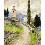 Herzog August 1885 Fruthwilen - 1959 Ermatingen "Chiesa Soglio - Bergell". Oel auf Leinwand.