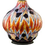 Ziervase Limoges um 1930. Camille Fauré. Metall mit polychromer, abstrakter Opak- und