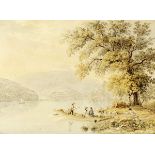 Meier J.J. Schweizer Kleinmeister 19. Jh. "Vierwaldstättersee". Aquarell über Tuschfeder auf