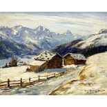 Herzog August 1885 Fruthwilen - 1959 Ermatingen "Schatzalp - Davos". Oel auf Malkarton. Signiert,