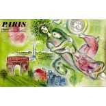 Chagall Marc 1887 Witebsk - 1985 Vence "Paris l'Opéra". Plakatlithografie auf Halbkarton. Von