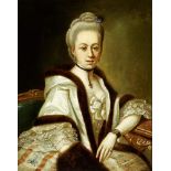 Anonym um 1800 "Damenportrait". Oel auf Leinwand. Doubliert. Gerahmt. Bildmasse 85 cm × 68 cm