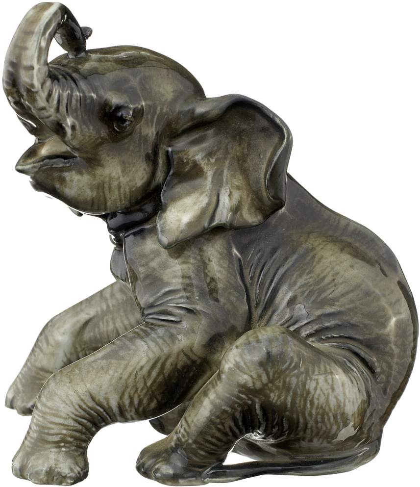 Elefant Rosenthal Selb Mitte 20. Jh. Entwurf Theodor Kärner. In Unterglasurfarben staffierte