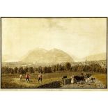 Schwyz Um 1800. Kolorierte Radierung nach Biedermann. "Vue de Bourg de Schwitz". Gerahmt.