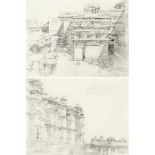 Jeanclos Georges 1933 - 1997 Paris "Jaisalme - India". Paar Zeichnungen auf Büttenpapier. Beide