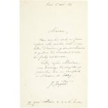 Ingres Jean-Auguste-Dominique 1780 Montaubon - 1867 Paris Handgeschriebener Brief des Künstlers.