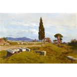 Anivitti Filippo 1876 Rom - 1955 Torre Salaria "Campagna Romana". Oel auf Leinwand. Unten rechts