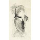 Laurencin Marie 1883 - 1956 Paris "Femme élégante". Lithografie auf Büttenpapier. Signiert. Am