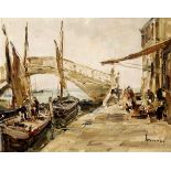 Brombo Angelo 1893 Chioggia - 1962 Venedig "Venezia - Ponte di Vigo". Oel auf Holz. Signiert,