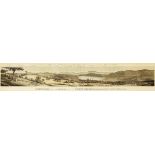 Panorama Brestenberg Um 1880. Partiell kolorierte Lithografie von Labhardt/Studer Winterthur. Leicht