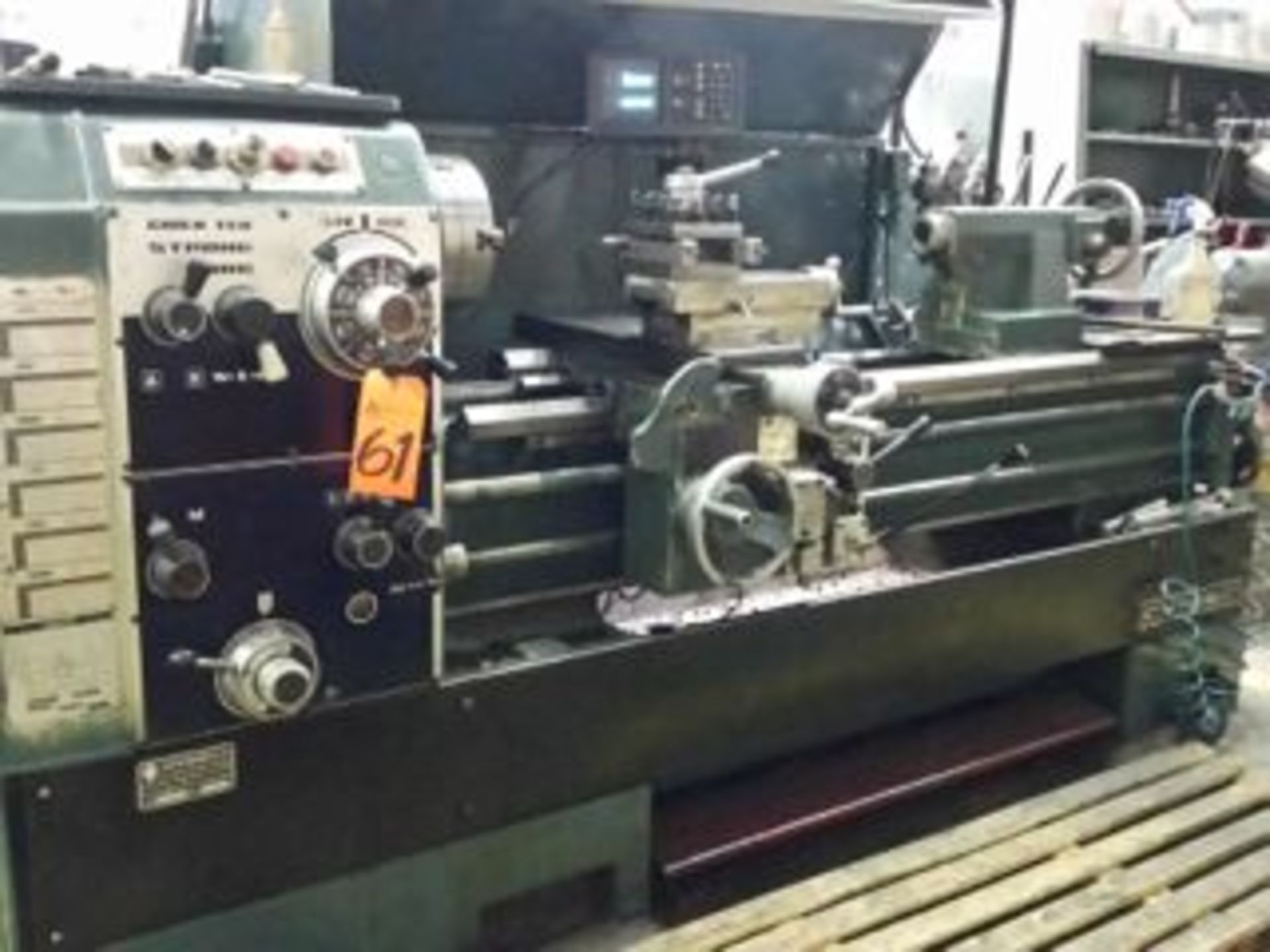 Chien Yeh Engine Lathe 20 x 60 3" bore spindle 10" 3 jaw chuck steady rest read-out x & z 14" 4-