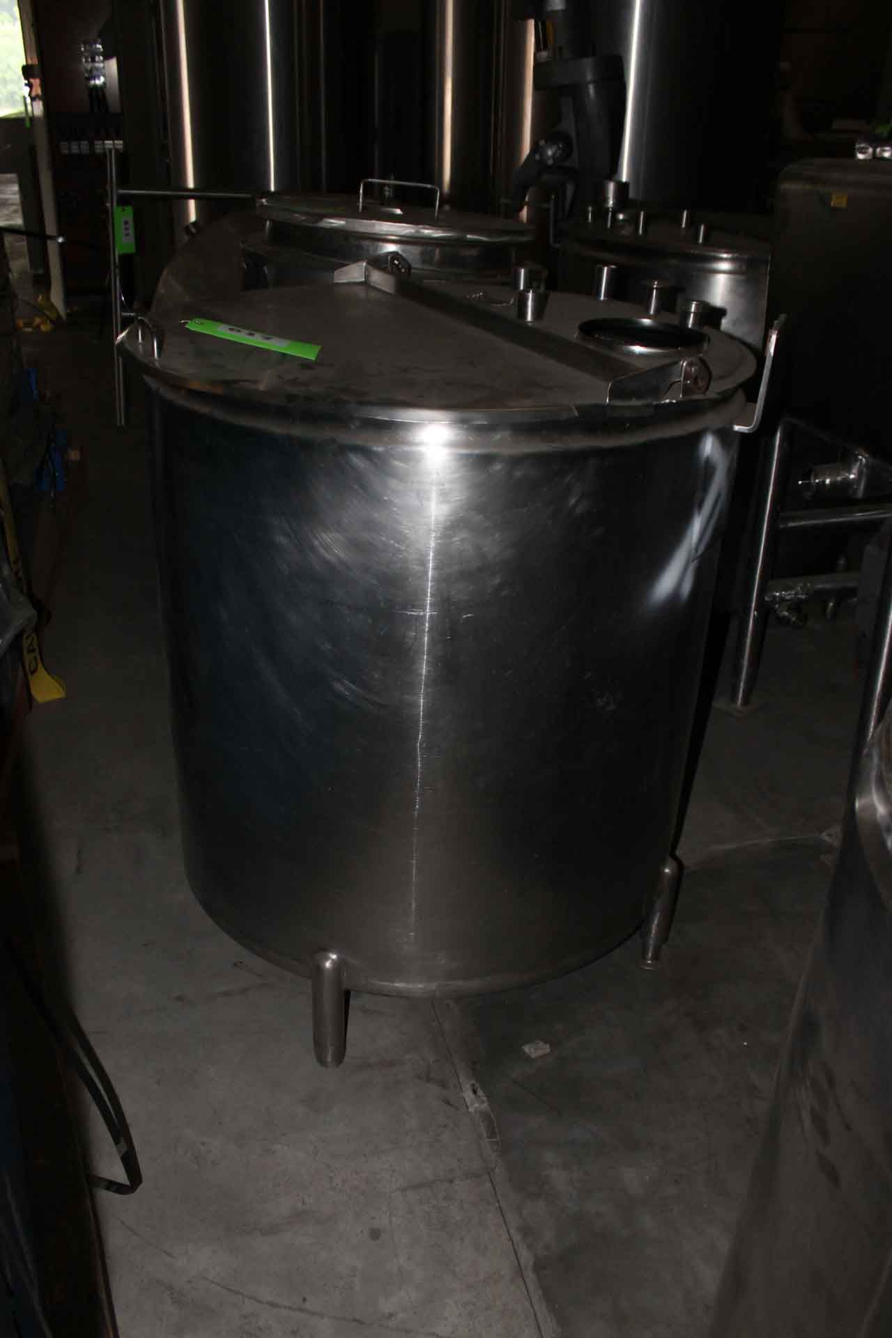 SS Mixing Tank,   No Jacket,   5 Inlets Various sizes,   Agitator Portal,   Hinged top Lid,