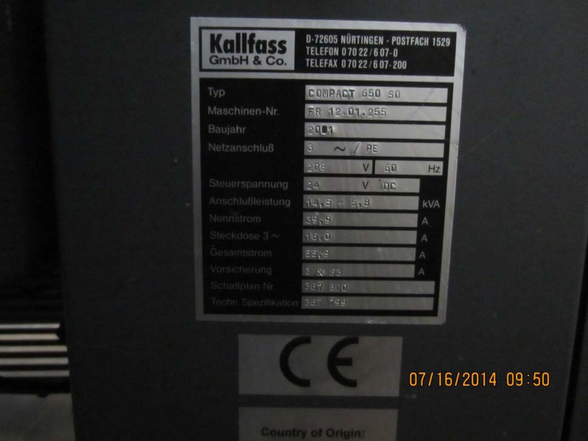 Kallfass Wrapper (3 pieces),   (Heat Tunnel -Model: Compact 650 SO - DOM: 2001 - Image 10 of 12