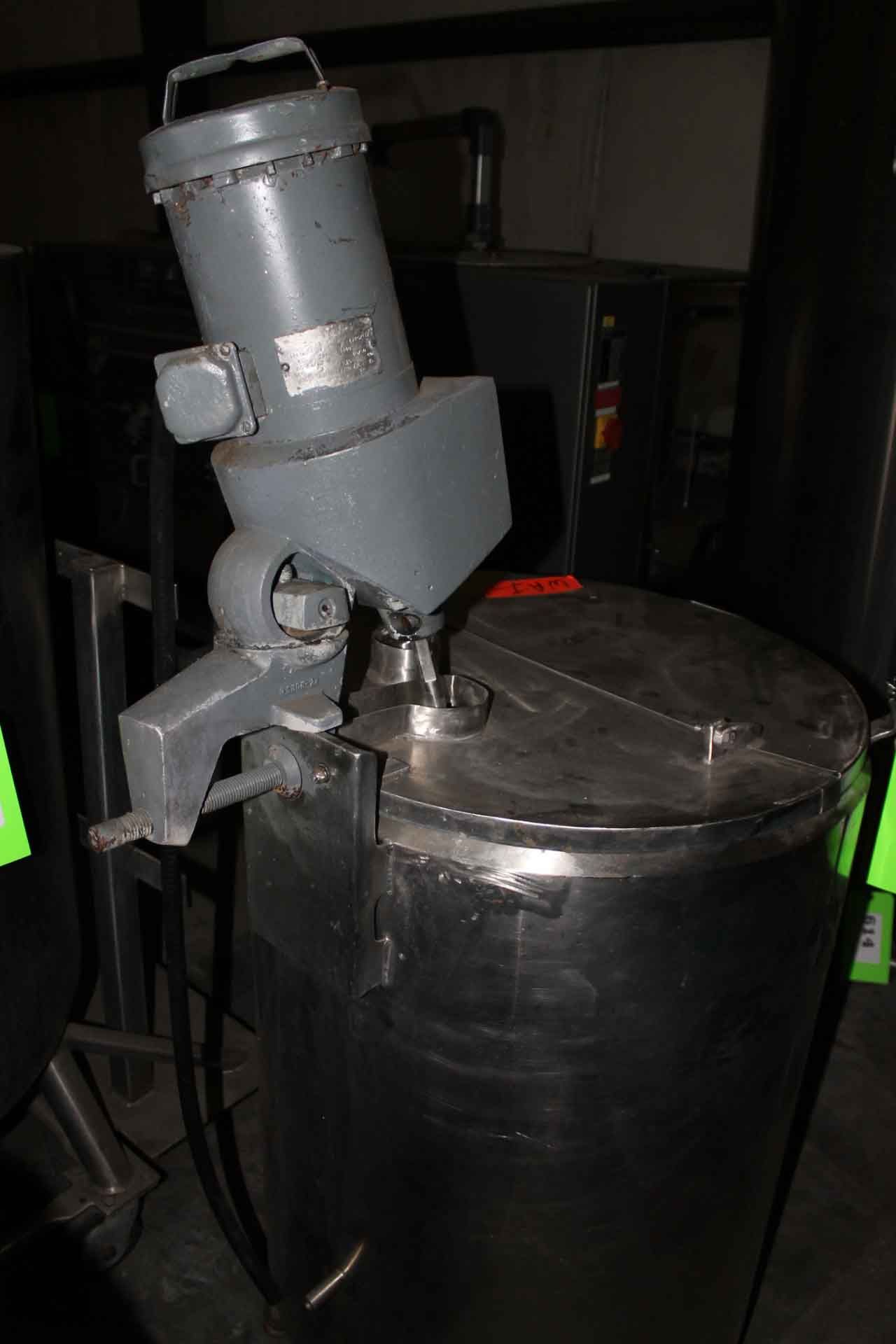 SS Jacketed Mixing Tank,   Hinged Top Opening    3" top Inlet,   Top Mount Agitator, Lightning, - Image 2 of 4