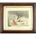 A set of six humorous hand coloured hunting prints, each framed and glazed, WITHIN AN INCH, ALL IN