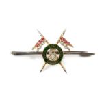 Sweetheart Brooches: The 5th Royal Irish Lancers, composed from yellow and white metals, embellished