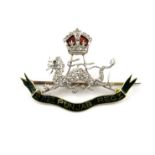 Sweetheart Brooches: The 21st Punjab Regiment, composed from 15ct gold and white metal,