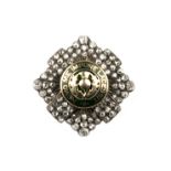 Sweetheart Brooches: The Royal Scots, composed from yellow and white metals, embellished with