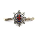 Sweetheart Brooches: The Coldstream Guards, composed from yellow and white metals, embellished