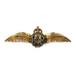 Sweetheart Brooches: The Royal Air Force, composed from yellow metal, embellished with green and red