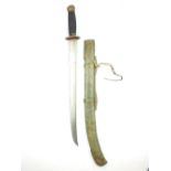 A late 19th or Early 20th Century Chinese Sword, 47.5cm double fullered blade, characteristic