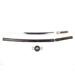 A Shinshinto Katana, 67cm heavy clean blade with two mekugi-ana and distinctive hamon, fully bound