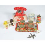 Reserve: 30 EUR    Geobra a.o., Bundle Toys, tin/plastic, part. paint d., C 1-/2-    Geobra u.a.,