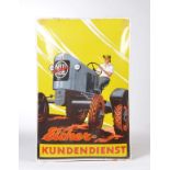 Reserve: 150 EUR    Enamel Sign "Eicher Kundendienst", convex, min. paint d., edges restored,